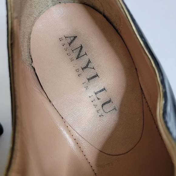 Anyi Lu Patent Leather Kitten Heels Satin Bow Size 38.5 US 8 - Picture 5 of 12